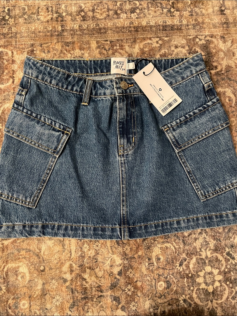 Princess Polly Denim Cargo Pocket Mini Skirt in Blue